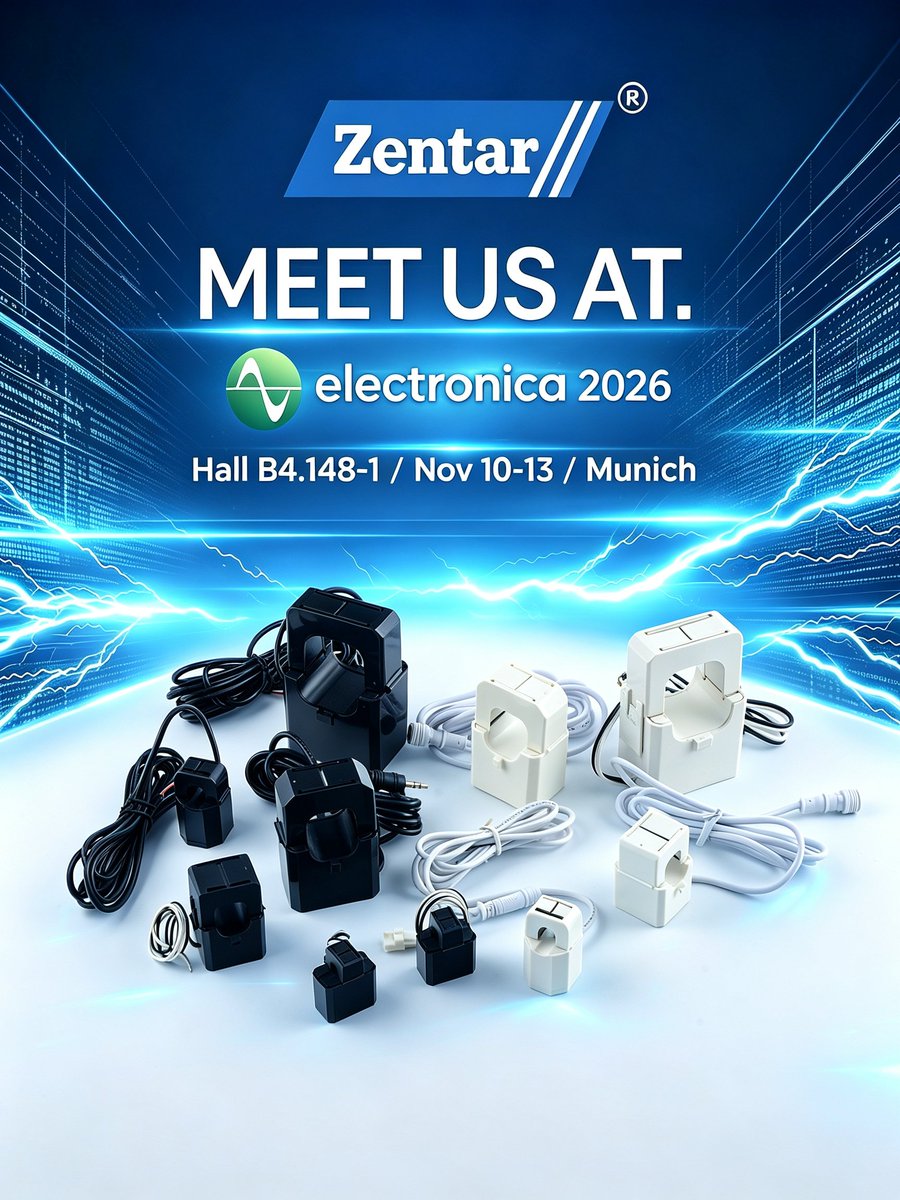 Zentar_CT's tweet photo. Ready to talk precision energy components at electronica 2026? 🇩🇪
Catch our team at B4.148-1 to explore our latest UL-certified split-core current transformers and Rogowski coils.
🔗 Reserve your slot here:  https://t.co/ZNCFCjajO2
#electronica2026 #EVCharging #B2BNetworking #ZTC https://t.co/64Tc7LnLXw