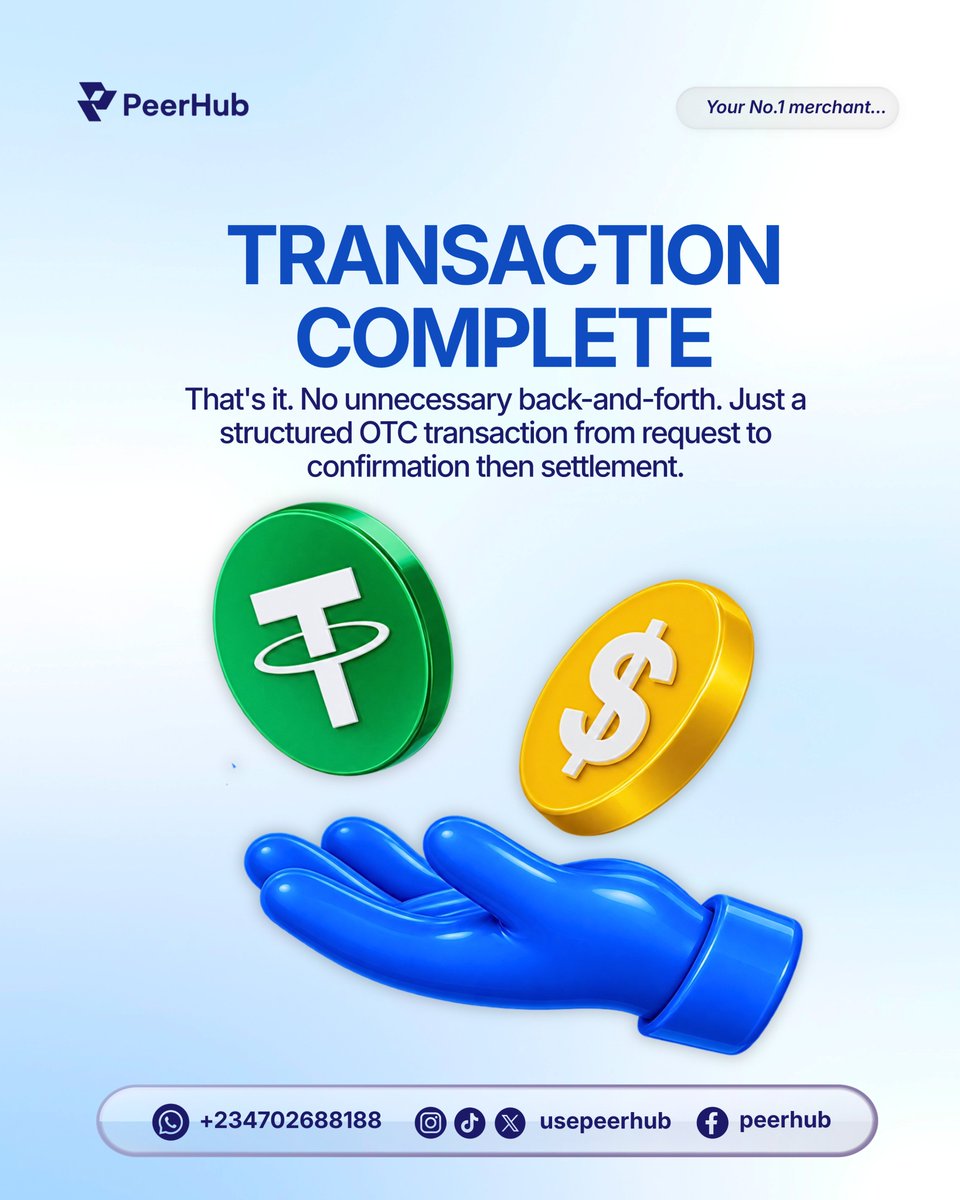 usePeerHub's tweet photo. @engrnappy @Larrykoldswelt Settlement happens on the agreed terms.
Transaction complete.
No unnecessary back-and-forth.

Moving serious volume? Don’t leave it to chance.

Trade smart.
Trade with Peerhub https://t.co/3l7B1w100O