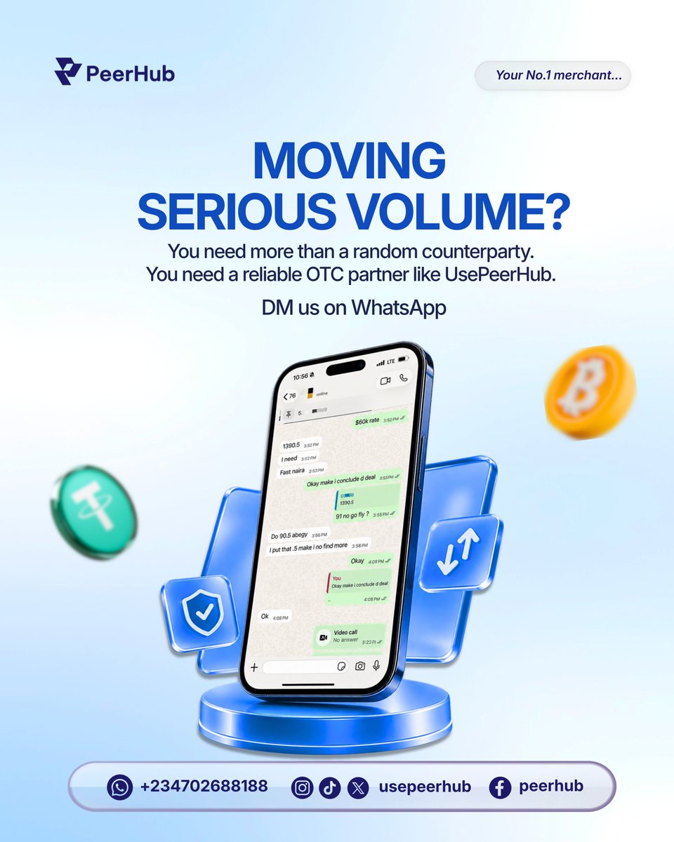 usePeerHub's tweet photo. @engrnappy @Larrykoldswelt Settlement happens on the agreed terms.
Transaction complete.
No unnecessary back-and-forth.

Moving serious volume? Don’t leave it to chance.

Trade smart.
Trade with Peerhub https://t.co/3l7B1w100O