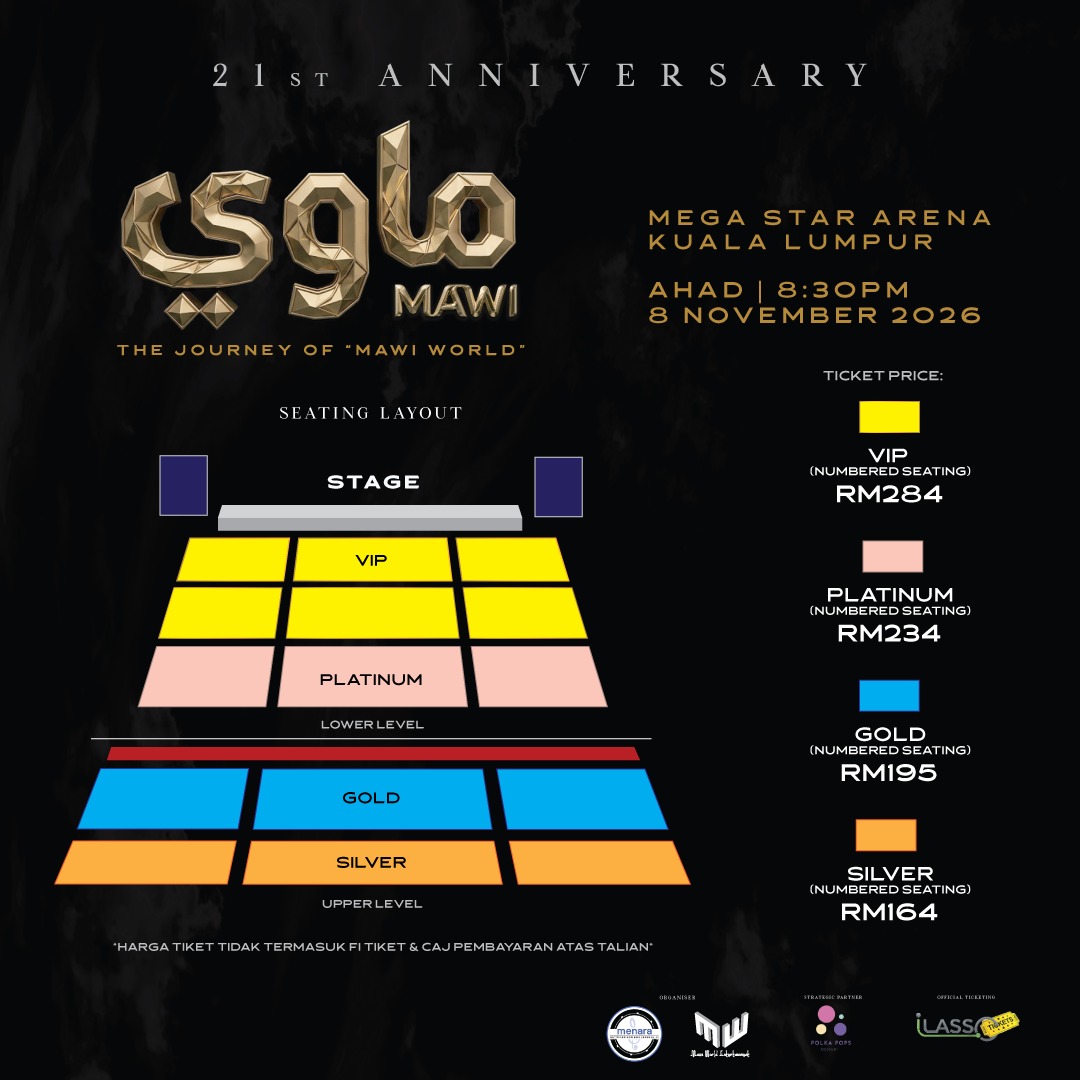 MegaStarAr15646's tweet photo. 𝗧𝗛𝗘 𝗝𝗢𝗨𝗥𝗡𝗘𝗬 𝗢𝗙 "𝗠𝗔𝗪𝗜 𝗪𝗢𝗥𝗟𝗗"

📅 Date: 8 November 2026 (Sunday)
⏰ Time: 8:30 PM
📍 Venue: MegaStar Arena, Kuala Lumpur

🎟️ Ticket: https://t.co/4ArdaXUxAm https://t.co/q6U21EIJTB