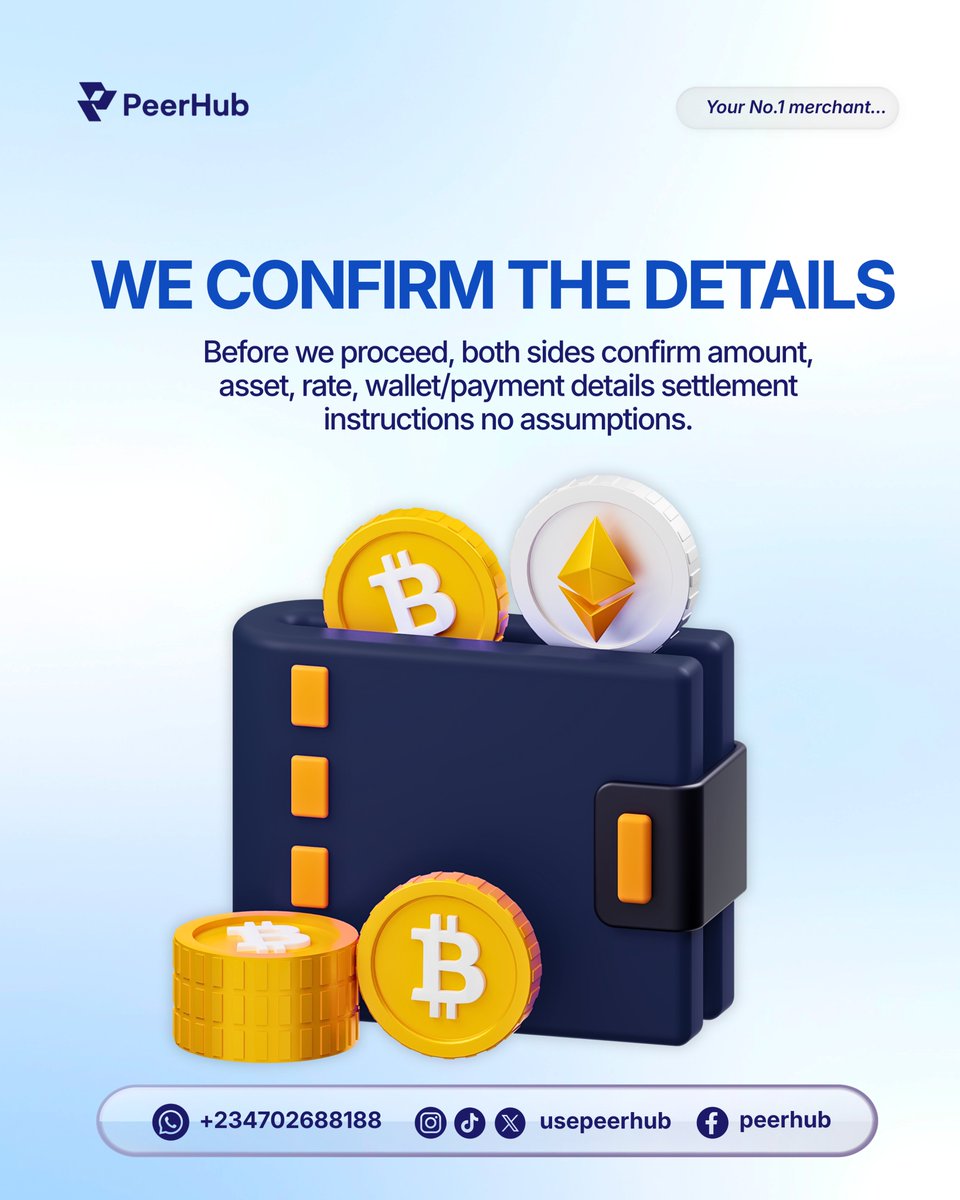 usePeerHub's tweet photo. A $50K OTC trade is not “send first, sort later.”It’s a process. 

You reach out.
We quote.
Both sides confirm the details.

No assumptions. No rush.Swipe to see how it actually works.
#OTC #Crypto #PeerHub https://t.co/zqyEvuu4D8