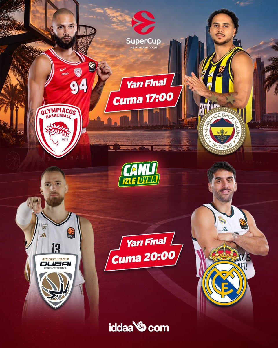 304512OrkunSans's tweet photo. 🏆 EUROLEAGUE’DE MAÇ GÜNÜ!

Avrupa basketbolunun zirvesinde heyecan devam ediyor! 🏀🔥

🇹🇷 Gözler bugün Fenerbahçe – Olympiakos mücadelesinde! 🟡🔵

⏰ 17.00 | Fenerbahçe 🆚 Olympiakos
🌍 Günün diğer yarı finalinde ise:

⏰ 20.00 | Dubai Basket 🆚 Real Madrid

Bugünün tüm karşılaşmalarını incele, basketbol gündemini kaçırma. 📲
READ THE GAME. BEAT THE ODDS.

#OrkunŞansOyunları #EuroLeague #Basketbol #Fenerbahçe #Olympiakos #RealMadrid #DubaiBasket