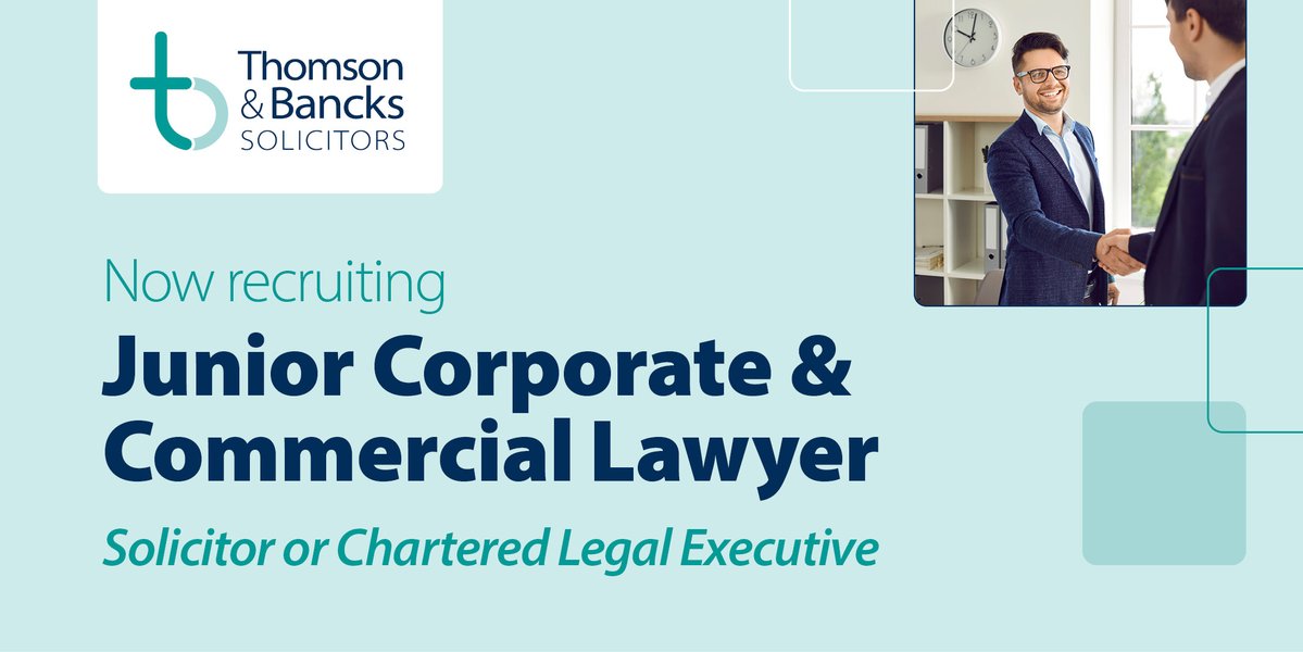 TBSolicitors's tweet photo. We are seeking a Junior Corporate &amp; Commercial Lawyer to join our growing Business Services team.

Get in touch to find out more or apply today. https://t.co/1uEmRpAudd

#CorporateLaw #CommercialLaw #CorporateSolicitor #GloucestershireJobs #WorcestershireJobs #WarwickshireJobs https://t.co/M4nZ4sy7oy