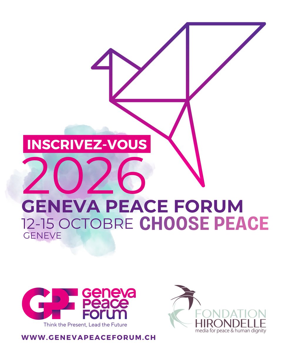 FondHirondelle's tweet photo. 🕊️ En cette #JournéeInternationaleDeLaPaix, la Fondation Hirondelle annonce sa participation au #GenevaPeaceForum le 14 octobre.
Au programme : comment mieux médias locaux, humanitaires et acteurs de la paix peuvent ils mieux collaborer face à la désinformation ?
#GPF26 https://t.co/P4QjuSEb2m