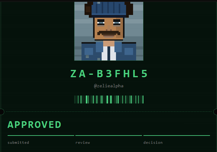 zeliealpha's tweet photo. Approved for the ZADDR whitelist. Ticket ZA-B3FHL5. Nice to not meet you. @zaddrnet https://t.co/J4tMneLvNm https://t.co/Rgv7ucpUxL