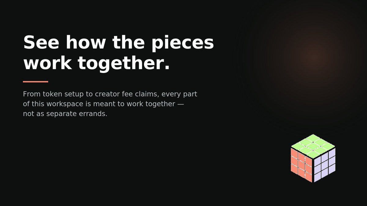 RubikCubeTrade's tweet photo. From token setup to creator fee claims, every part of this workspace is meant to work together,not as separate errands. https://t.co/Db2UioMJXa