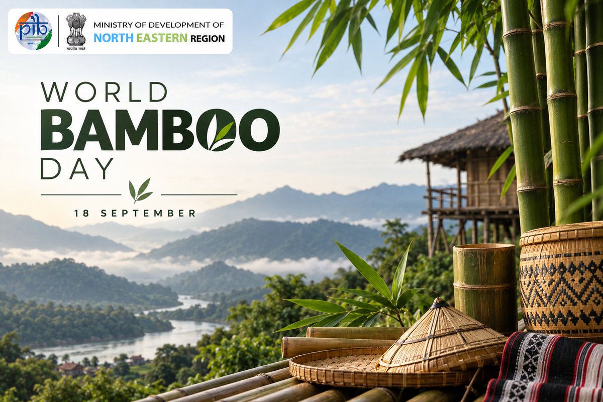 PIBDoNER's tweet photo. From livelihoods & handicrafts to green construction & enterprise, bamboo holds immense potential for the Northeast.
On #WorldBambooDay, let's celebrate NEโs rich bamboo heritage & its growing role in sustainable development.
#Bamboo #PIB_MDoNER https://t.co/7m8Wa9yxdP