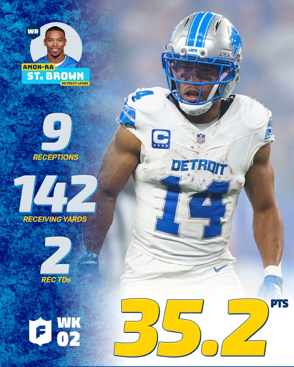 Cover3Fantasy's tweet photo. Amon-Ra St. Ballin’ so far in fantasy while his team… not so much. https://t.co/pKAXsjFmiW