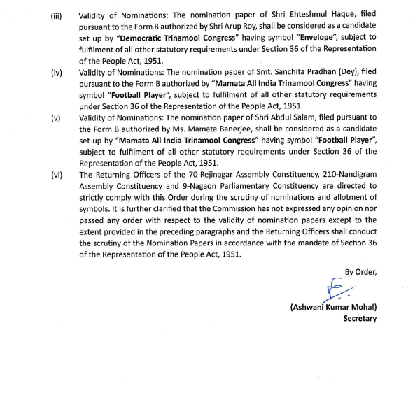 ANI's tweet photo. Mamata Banerjee led Trinamool Congress allotted the name 'Mamata All India Trinamool Congress' and the symbol 'Football Player', to be treated as a recognized political party in the States of West Bengal, Meghalaya and Tripura

The group led by Arup Roy is allotted the name 'Democratic Trinamool Congress' and the symbol of 'Envelope'