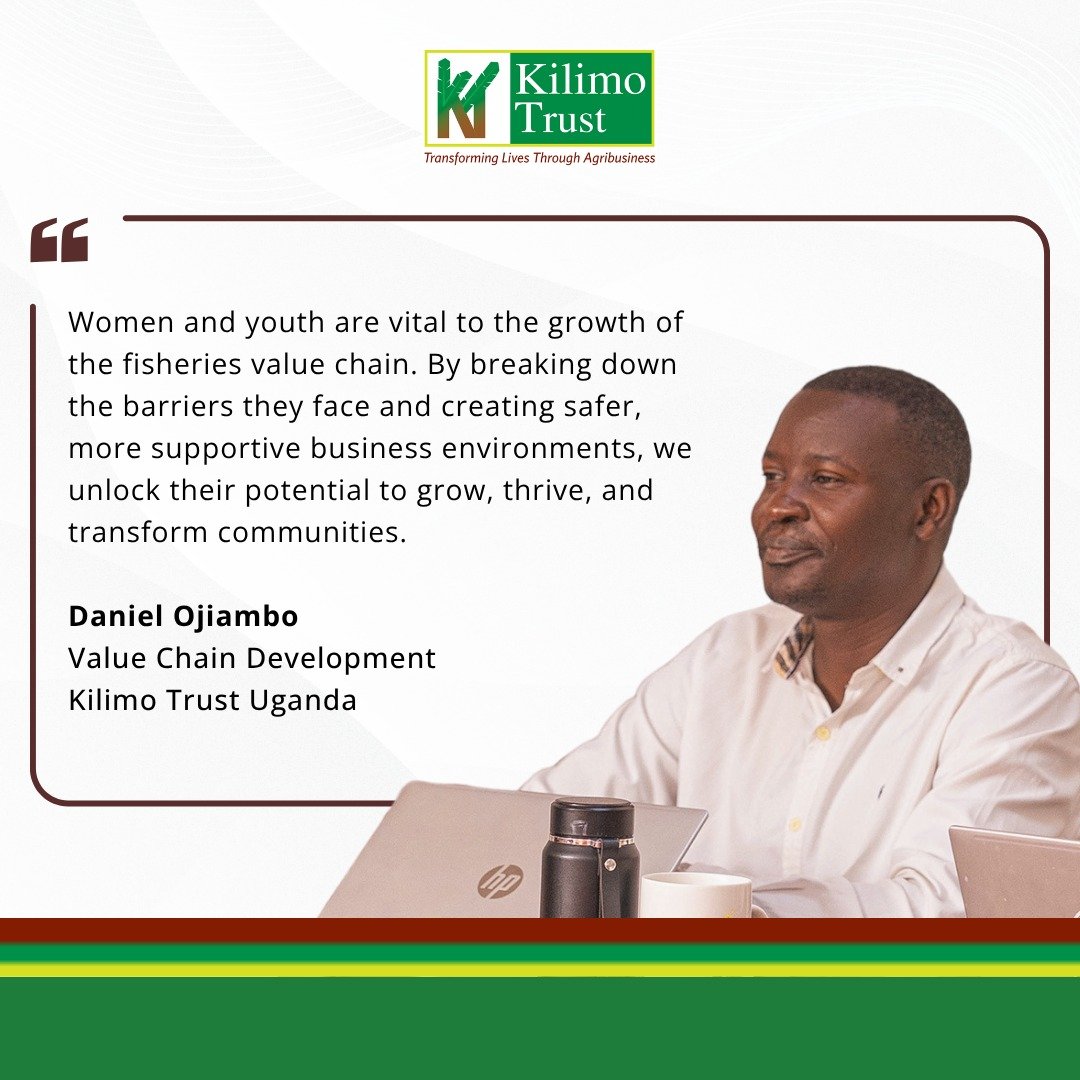 kilimoEAC's tweet photo. Daniel Ojiambo reminds us that women and youth are vital to the growth of the fisheries value chain. By breaking down barriers and creating safer, more supportive business environments, we can unlock their potential to grow, thrive, and transform communities.

#FridayInspiration https://t.co/B08kVDDOPC