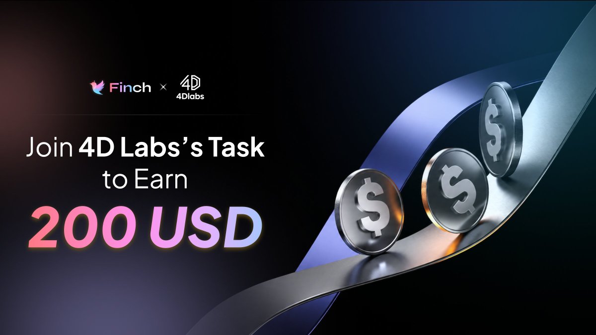 FinchTechAI's tweet photo. 🎯 New Task live on Finch: Join the 4Dlabs Alpha

4D Labs (@4Dlabs_Official) is building the physical-world data infrastructure behind Physical AI — with YZi Labs among its backers 🤖📦

Four quick community steps and you're in.

➡️ Follow @4Dlabs_Official on X
➡️ Hop into the official Discord
➡️ Check out https://t.co/pF4Fb51Yem
➡️ Submit proof that you're done

💰 5 USDC for every qualifying entry, out of a 200 USDC pool
⏰ Live from Sep 15 to Oct 14, 04:00 PM UTC

👉 Join now: https://t.co/A7bUg4gbQS