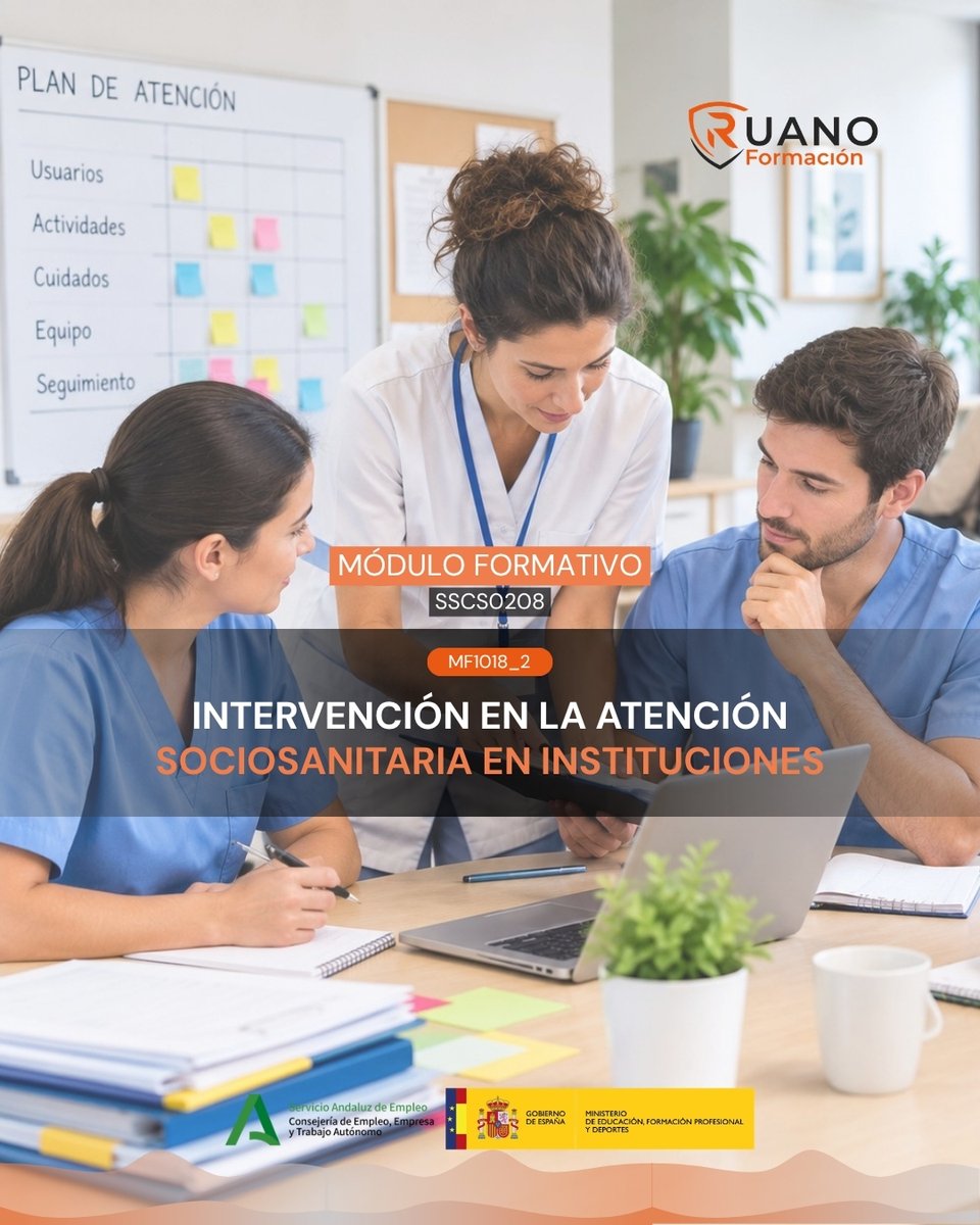 RuanoFormacion's tweet photo. MF1018_2 · Intervención en la atención sociosanitaria en instituciones. Forma parte del SSCS0208 y cuenta con 70 horas de formación.

💻 Teleformación tutorizada
📋 Examen presencial

Movilización, medicación, constantes, primeros auxilios y más.

#SSCS0208 #MF1018_2 #Formación https://t.co/Oklas9wSJt