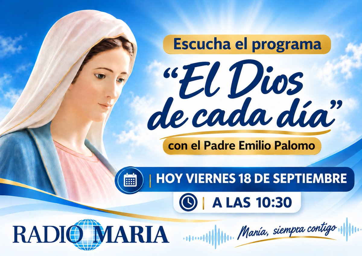 StaBeatriz's tweet photo. Escucha hoy en directo en @RadioMariaSpain el programa #ElDiosDeCadaDía con el Padre Emilio Palomo o después el podcast 
#StaBeatrzToledo 
👇👇
https://t.co/xkJE9An83V https://t.co/pwBPRO1Jw3