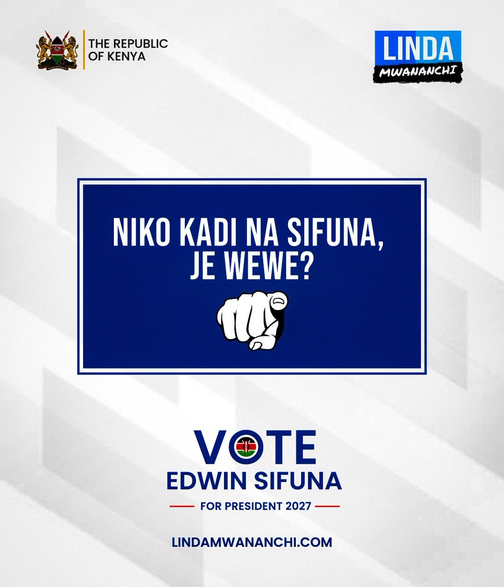 abbiezuena's tweet photo. Today we are running the #NikoKadiNaSifuna Challenge!

We are starting a nationwide conversation on the importance of having your voter registration in order, understanding the issues, and preparing to participate in the 2027 election.

How do you participate?

Post the #NikoKadiNaSifuna poster on your WhatsApp Status, Facebook, X, Instagram or TikTok.

Then challenge someone to verify their voter details on the official IEBC portal:https://t.co/2FQqiMwMmB

Let someone prove they are registered by sharing a screenshot of their verification. Please hide your ID/passport number and other sensitive information before posting.

Let’s start the conversation. Let’s get informed. Let’s get prepared.

#NikoKadiNaSifuna