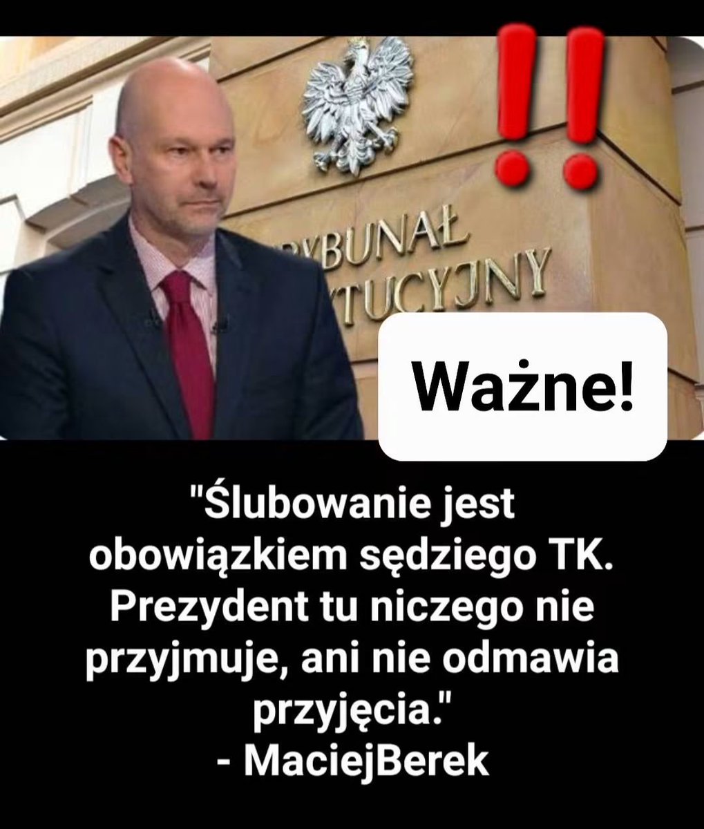 szymapajo's tweet photo. No właśnie, w tym sedno. To jednostronna czynność. Sędzia decyduje o tym, czy złożyć ślubowanie czy nie. Jeśli nie składa, nie nawiązuje stosunku służbowego. Prezydent jedynie organizuje uroczystość i nadaje jej powagi, zważywszy na ustrojową rolę TK. Natomiast nic nie „odbiera”. https://t.co/Qw3nt4Mx6i