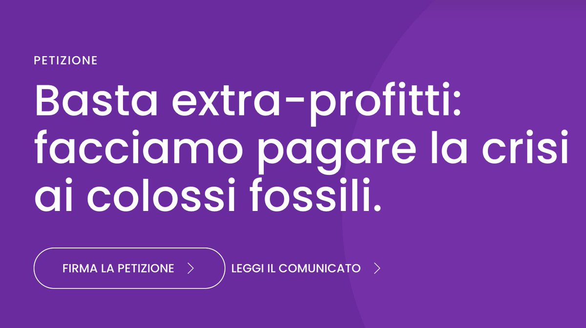 Recommon's tweet photo. 💰 Con il petrolio oltre i 126 $ al barile, nel secondo trimestre del 2026 le 8 principali compagnie petrolifere quotate in Borsa (compresa l'italiana ENI) hanno guadagnato quasi 93 miliardi di $. 700mila $ al minuto. 

✒️ Eppure il governo continua a fare muro su una tassa sugli extra-profitti, nascondendosi dietro misure parziali e inadeguate. Per questo ReCommon rilancia la sua petizione sulla tassa sugli extra-profitti, ormai non più prorogabile.
👇
https://t.co/jmTJbLzmjf