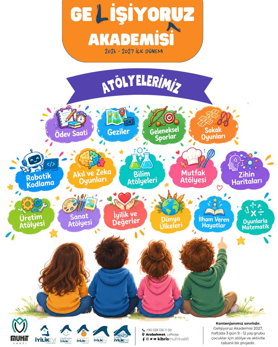 MuhitVakf's tweet photo. GELİŞİYORUZ AKADEMİSİ 2027 – İLK DÖNEM BAŞLIYOR

📍 KKTC’nin 5 farklı bölgesinde çocuklarla buluşuyoruz.
📝 Kayıt İçin:
Karekod üzerinden başvuru formunu doldurabilir veya aşağıdaki bağlantıdan kayıt oluşturabilirsiniz:

https://t.co/MKvPfMPtb6

📞 İletişim: 0539 136 11 50 https://t.co/lk55hz7ySw