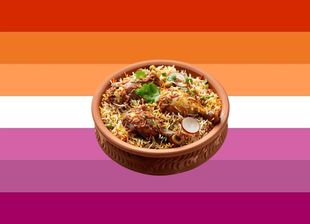 lesalldie's tweet photo. lesbian biriyani flag for the lesbians who like biriyani https://t.co/Dcux3EzwlM
