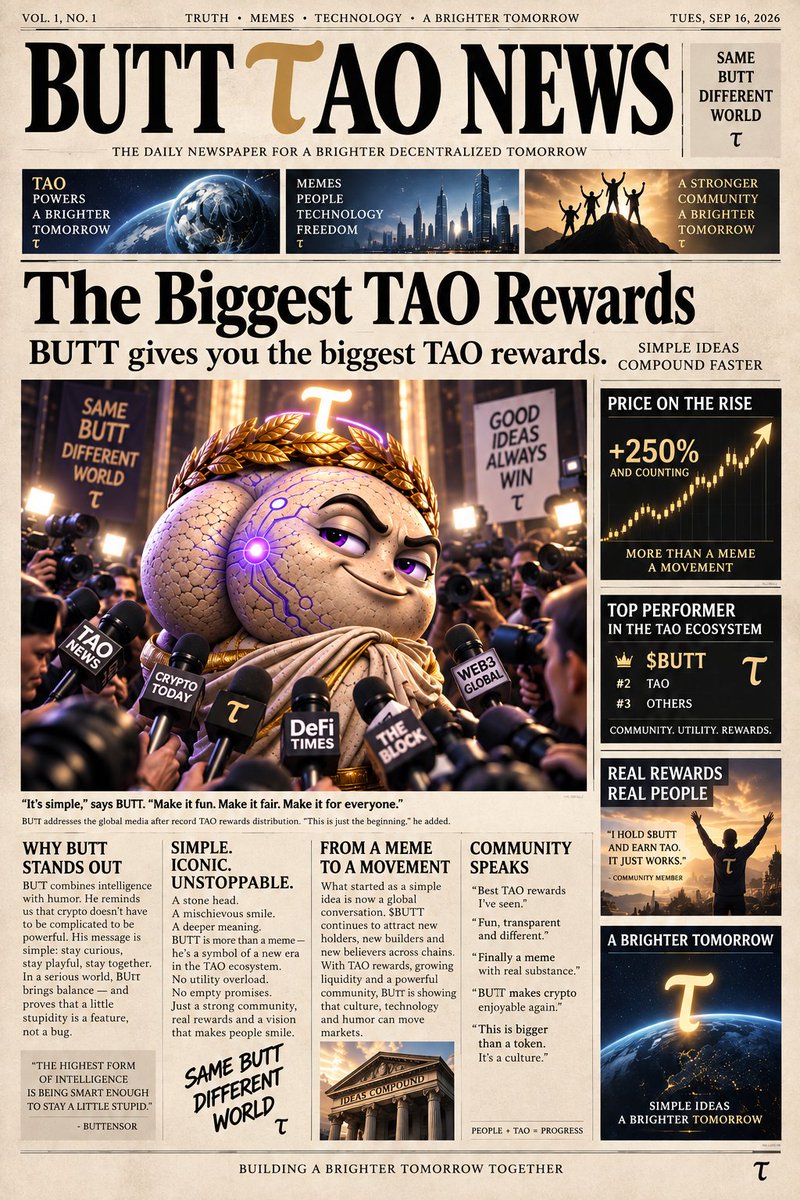 SoloMoonapp's tweet photo. @MrWhale Fresh off the press $BUTT $TAO news https://t.co/Jp2sTukJi9