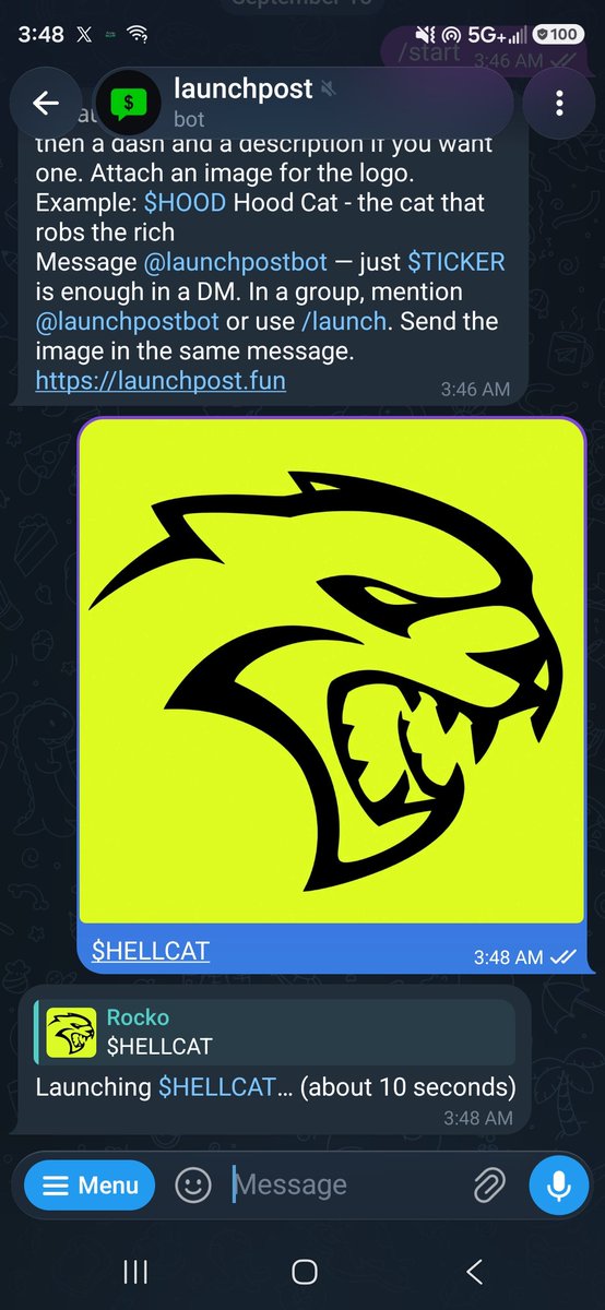 RockoBuiltIt's tweet photo. I just launched $HELLCAT using @LaunchPostBot    Tech is working, token launched instantly from telegram!! This has gotta be the first hellcat on any chain! https://t.co/vdw839eHC4
