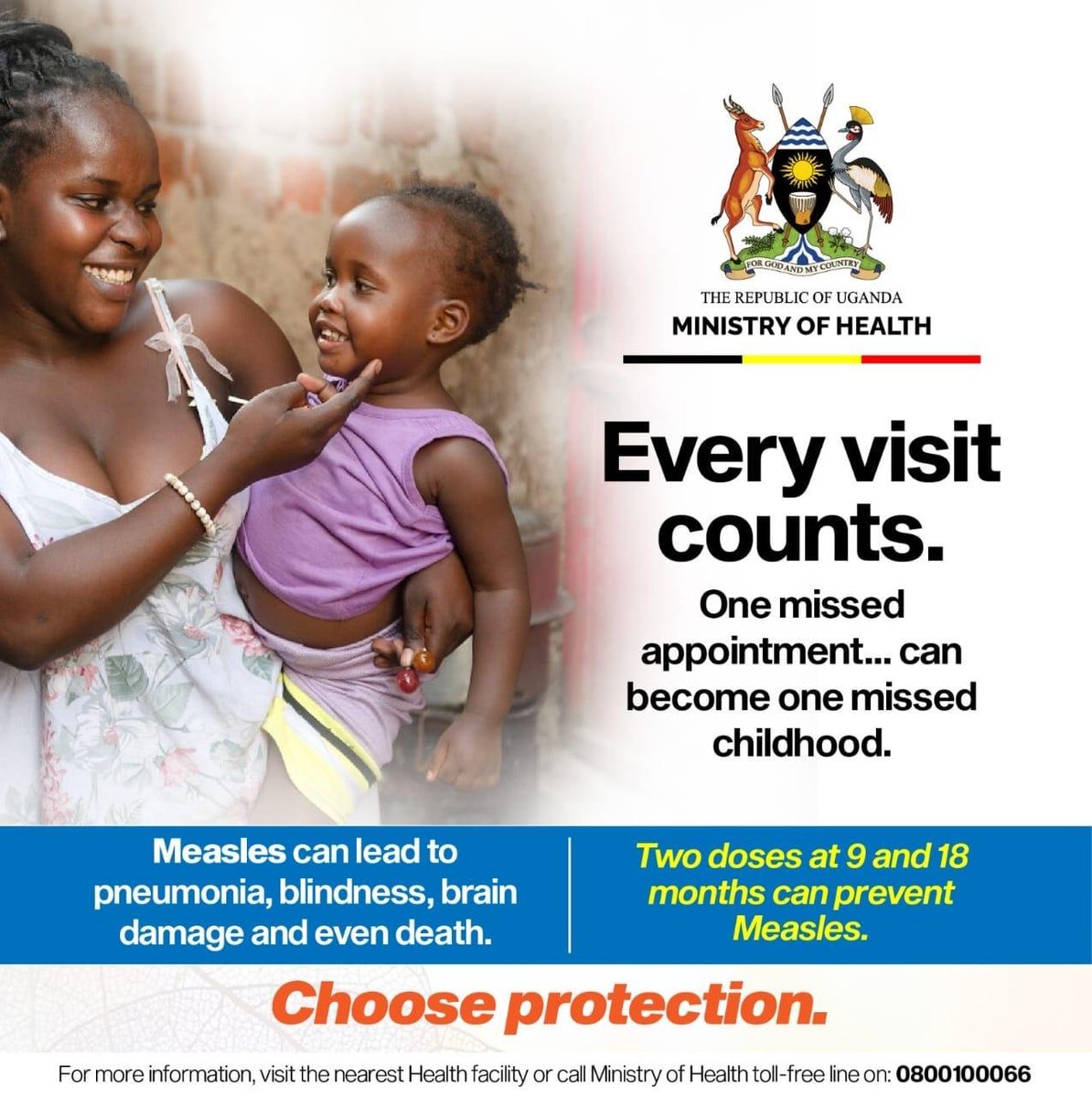 UReportUganda's tweet photo. Fridayyyyyy!💃🎉🥳🧡! Tuliwa?😂 Stepping into the weekend with so much aura😎! Alright, we see you but do you know something that has even more aura?🤔 Taking your children for the Measles vaccine☑️😌😁. 

Just in case they missed their doses but they are between 9 months to 5 years, there’s no need to worry!😌 No need to fear😊! You can still catch up! 🤩🥳Tosuula step by missing the critical appointments of your child’s life.🥲 

Between 1ST AND 5TH OCTOBER 2026, the Ministry of Health will be running a nationwide Measles vaccination campaign for children between the ages of 9 months to 5 years at your nearest healthcare facility or healthcare outreach post. 🏥🩺By the way, the vaccine is safe and effective and most of all, it’s FREE😎 

Protect your children at no cost! See you there.🧡
#VaccinateForLife #ProtectEveryChild #EveryChildProtected #VaccinesSaveLives
