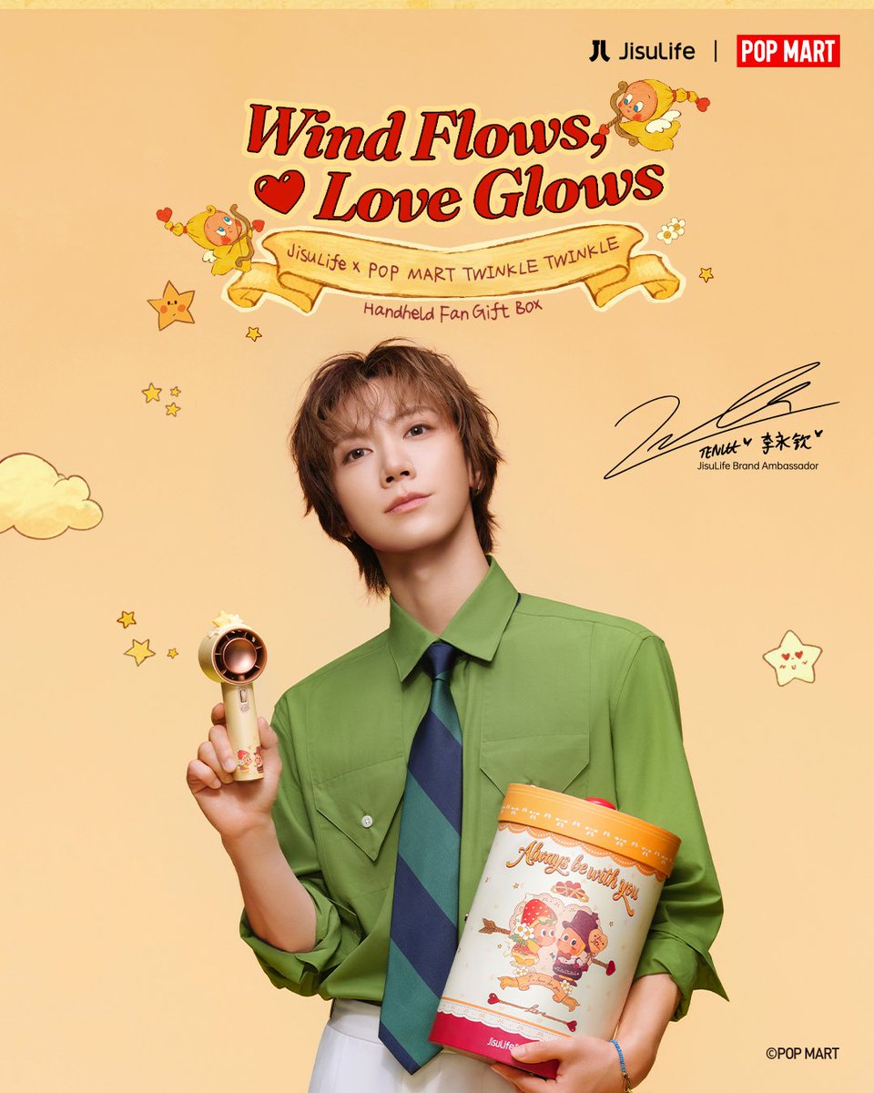 JisuLifeGlobal's tweet photo. A new chapter begins with JisuLife and POP MART @POPMARTGlobal . 🌟

Welcome TEN @TEN_offcl as JisuLife’s Brand Ambassador. ✨

This season, we’re bringing JisuLife × POP MART TWINKLE TWINKLE Handheld Fan Gift Box to life —
a special collaboration where imagination meets refreshing comfort. 💫

Product Launch Date: September 30 at 8:00 AM (PDT)

💛Stay tuned for more updates!

#JisuLife #WindFlowsLoveGlows #POPMART #TWINKLETWINKLE #JisuLifexTEN
