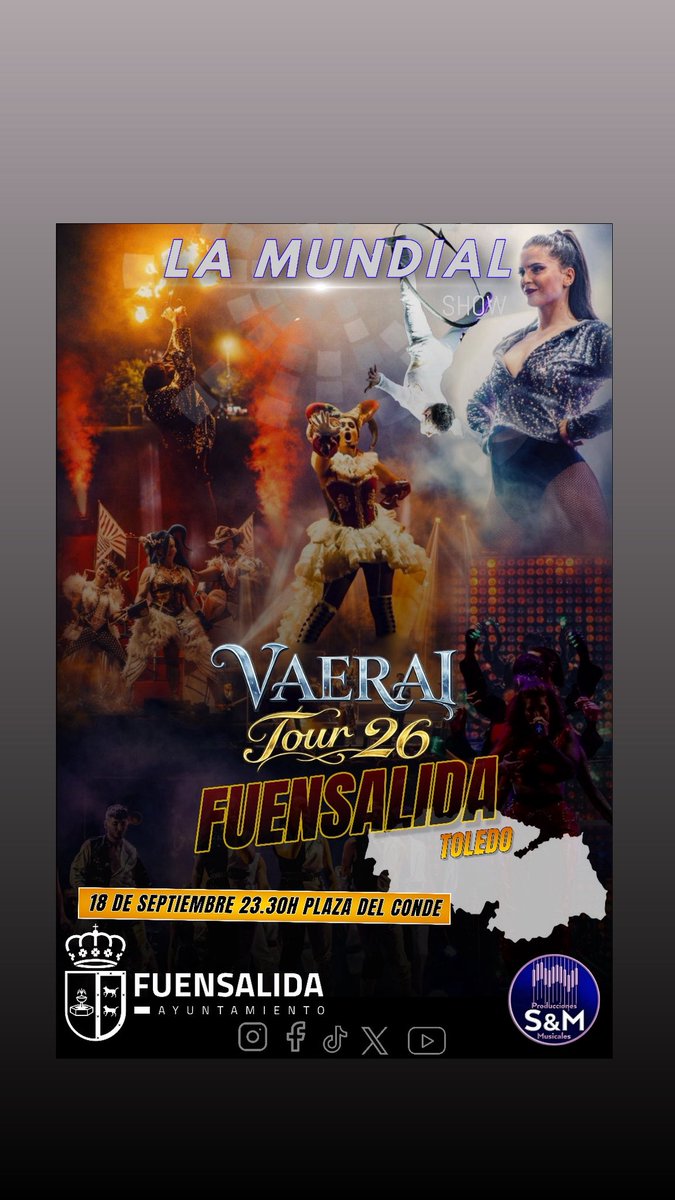 LaMundialShow's tweet photo. 𝕃𝔸 𝕄𝕌ℕ𝔻𝕀𝔸𝕃 𝕊ℍ𝕆𝕎🔥

✨VⱭҼRⱭӀ ƬƠƲR’26💫

“ⲥⳙⲁⲛ𝖽ⲟ ⲥⲁⳕⳋⲁ ⳑⲁ ⲛⲟⲥⲏⲉ... ⳑⲟ ⲉⲛⲧⲉⲛ𝖽ⲉⲅⲁ́⳽”

@aytofuensalida @sym_producciones_ 

#lamundialshow #musical
#lamundialshow musical lamundialorquestashow música vaeraitour26 https://t.co/HL8bRb4Jzj
