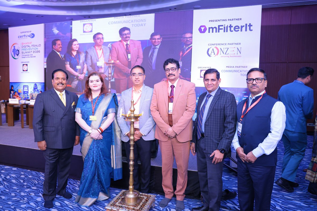 be_exhibitions's tweet photo. ๐ช Tradition meets technology.
The Bharat Digital Fraud Prevention Summit 2026 began with an inspiring lamp-lighting ceremony, symbolizing our collective commitment to a safer digital ecosystem.
#DigitalBharat #CyberSecurity #BDFPS2026 #FraudFreeIndia https://t.co/d4zslIAdAn
