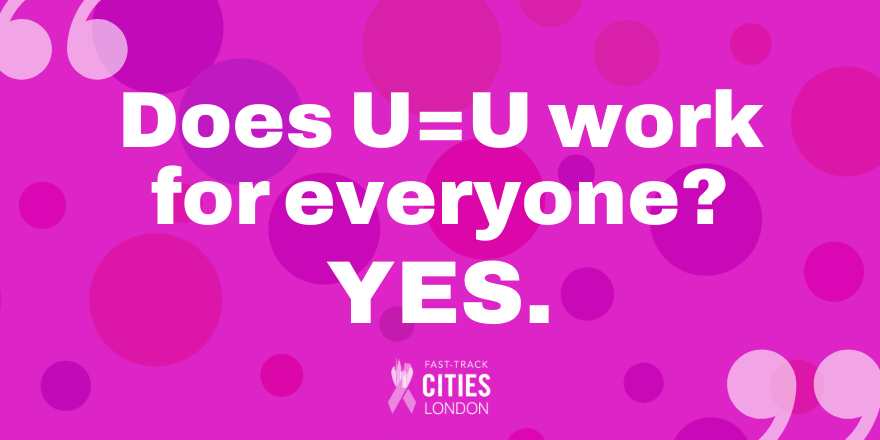 londonftci's tweet photo. Everyone living with HIV on treatment & has achieved & maintains an undetectable viral load has a zero risk of transmitting the virus to their sexual partner - irrespective of their sex, gender, sexual orientation or the sex they have.ย
#UequalsU #endHIV #FastTrackCitiesLondon https://t.co/U42Ix9eawM