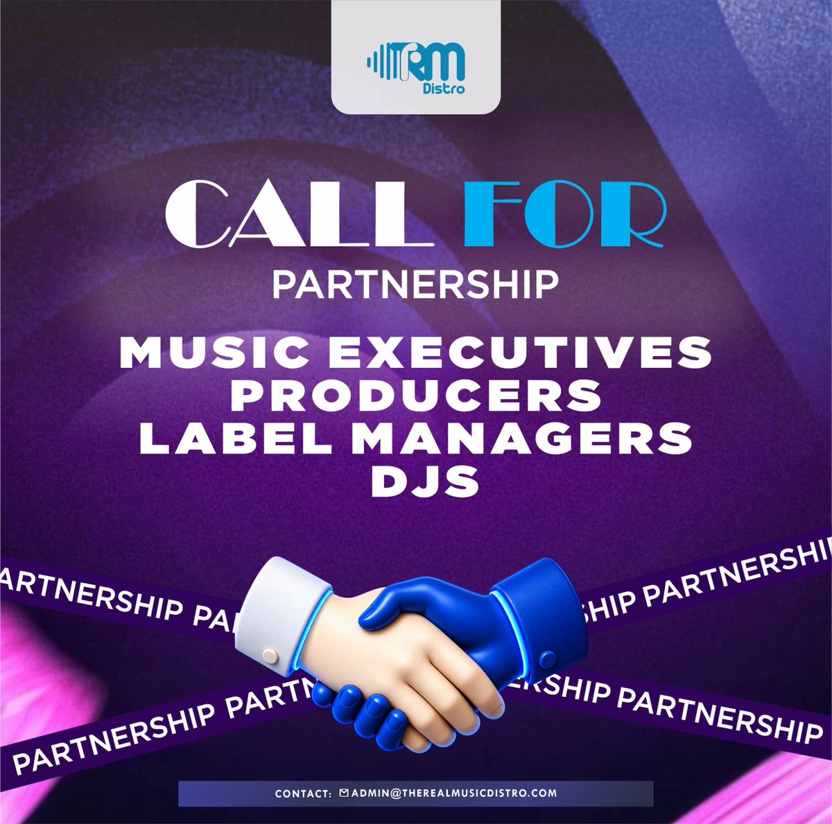 Trmdistro's tweet photo. 🤝 Call for Partnership — Music Executives, Producers, Label Managers &amp; DJs.
Let's build something impactful together.
📩 admin@therealmusicdistro.com
#TheRealMusicDistro #MusicIndustry #MusicPartnership #IndustryCollab #MusicBusiness https://t.co/xYcA1AEyiw