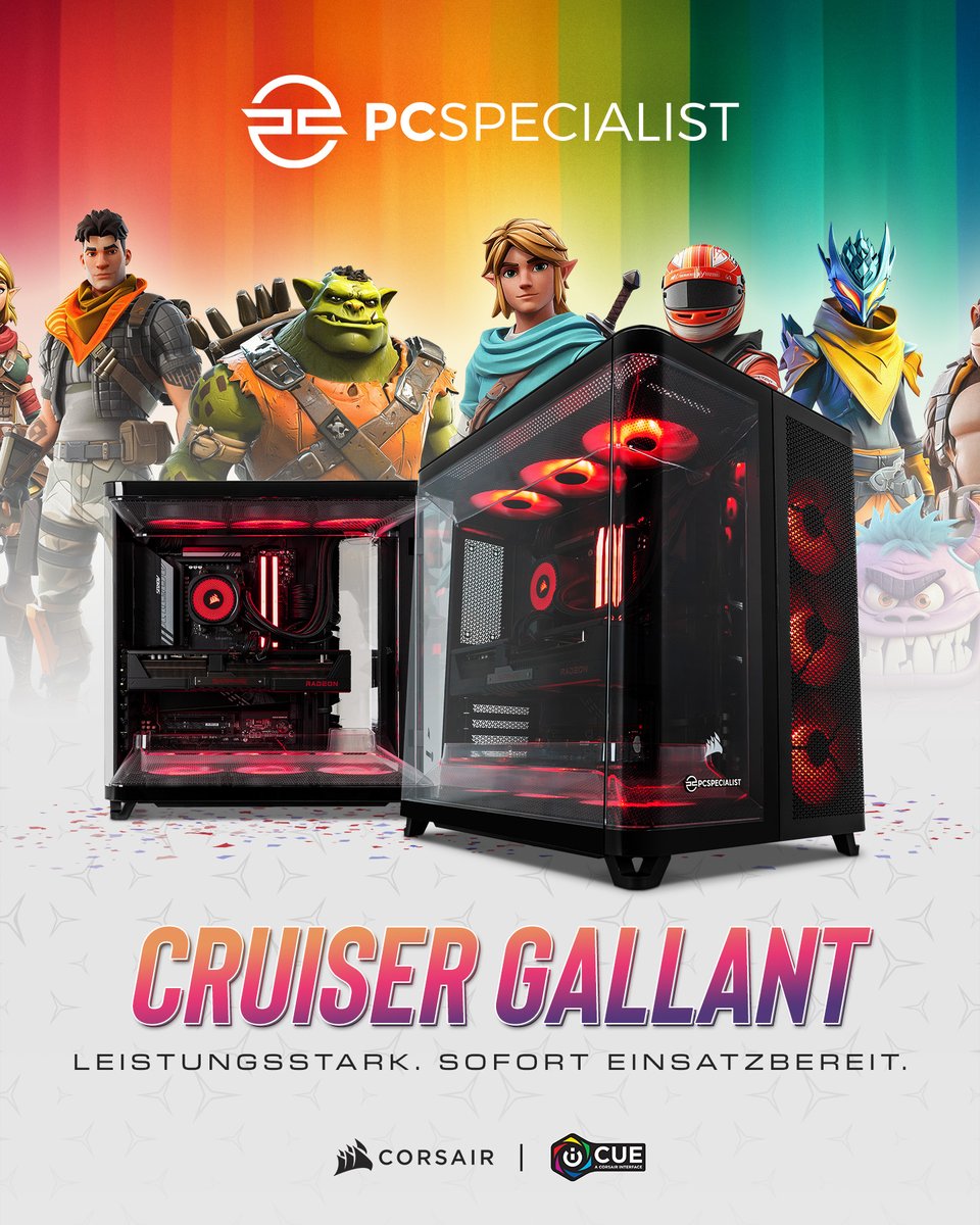 PCSpecialistAT's tweet photo. Der Cruiser Gallant ist ein neuer, leistungsstarker Pre-Built PC mit erstklassigen Corsair-Komponenten.

Jetzt bestellen und Lieferung am nächsten Tag erhalten ➡️ https://t.co/VBATBpJ9xy https://t.co/iUnTvtqcnL
