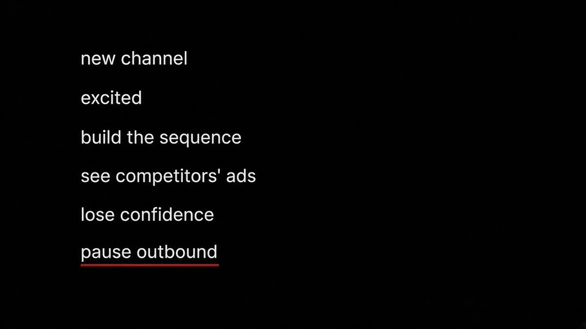 shubhamz90's tweet photo. new channel
excited
build the sequence
see competitors' ads
lose confidence
pause outbound

Where'd your pipeline freeze? https://t.co/NfaZ1UPNXV