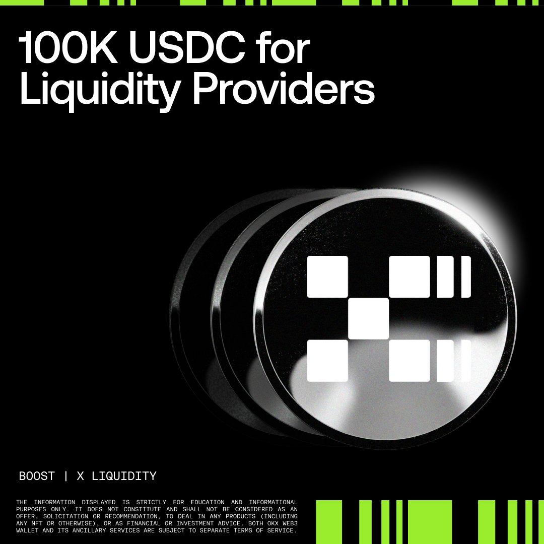 wallet's tweet photo. Provide liquidity to eligible RWA Meme pairs on @XLayerOfficial and share 100K USDC in rewards.

Ends on Sep 25.

Join now: https://t.co/5yfif6Q0iz

Eligible pools: 
• STARLINK/wSPCXx - Uniswap V2
• XDOG/wSPCXx - Uniswap V4
• LAIKA/wSPCXx - Uniswap V2
• IGNIX/wSPCXx - Uniswap V2
• STERLING/wNVDAx - Uniswap V2