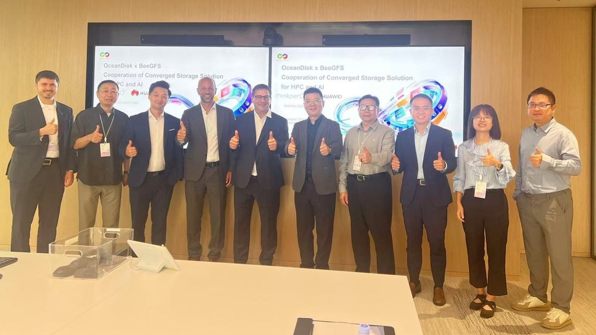 ThinkParQ's tweet photo. Exciting days in Shanghai!

BeeGFS and Huawei officially launched the joint OceanDisk solution at HUAWEI CONNECT 2026. Our CEO, Frank Herold, took the stage today to showcase BeeGFS running natively on the OceanDisk 1610 for HPC and AI. 

We can’t wait to see what comes next. https://t.co/wkFi79RL3O