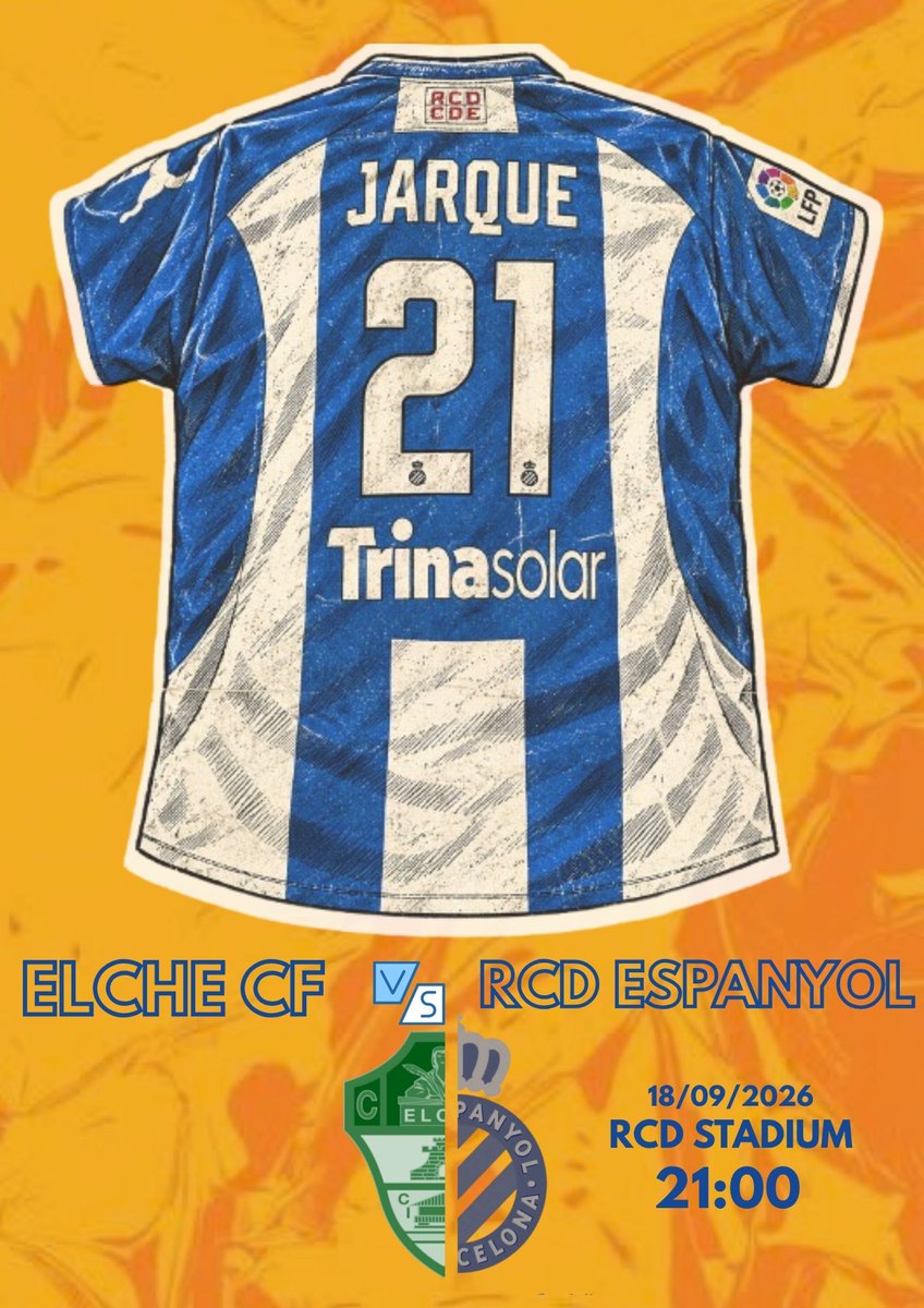 DeNiroElcheFans's tweet photo. ⚽️DIA DE PARTIDO⚽️
           JORNADA 7
 VIERNES 18 SEPTIEMBRE 2026
       🏟️RCD STADIUM
⚪️🟢@elchecf  VS @RCDEspanyol 🔵⚪️ https://t.co/nfWUbuaFdz