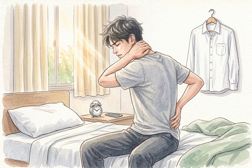afudii's tweet photo. 腰が痛い原因は「股関節」だった？👀
実際に30代男性の体を確認すると股関節が伸びにくく、そのぶん背中や腰に負担が集まっていました。
デスクワーク・腰痛・股関節、一見関係なさそうな3つがどうつながるのかを紹介します。
＃フジイ整骨院

＃たつの市

＃腰痛

＃頭痛

https://t.co/PCBw4dpXm6 https://t.co/LtQYzPZH6V