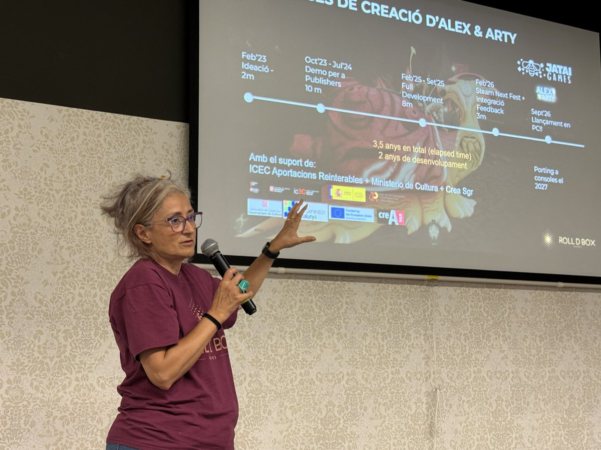 RolldBoxGames's tweet photo. Ahir, els nostres companys Conxi i Ferran van presentar Alex &amp; Arty a la 3a Trobada DeviCAT! 🎮

Ens va encantar compartir el projecte i veure com va connectar la idea de restauració i d’actuar també en el món real 🌱

Gràcies per convidar-nos! 🫶 https://t.co/UeUOXNdQXs
