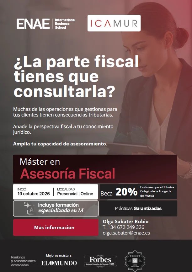ICAMURoficial's tweet photo. MÁSTER EN ASESORÍA FISCAL ENAE. 20% DESCUENTOS A COLEGIADOS ICAMUR

Dentro del convenio de colaboración con @ENAEbusiness , se ofrece, para todos los colegiados, un beneficio exclusivo del 20 % de descuento para su Máster en Asesoría Fiscal.

https://t.co/ejXQuY9juE https://t.co/mGXMpSi7xT