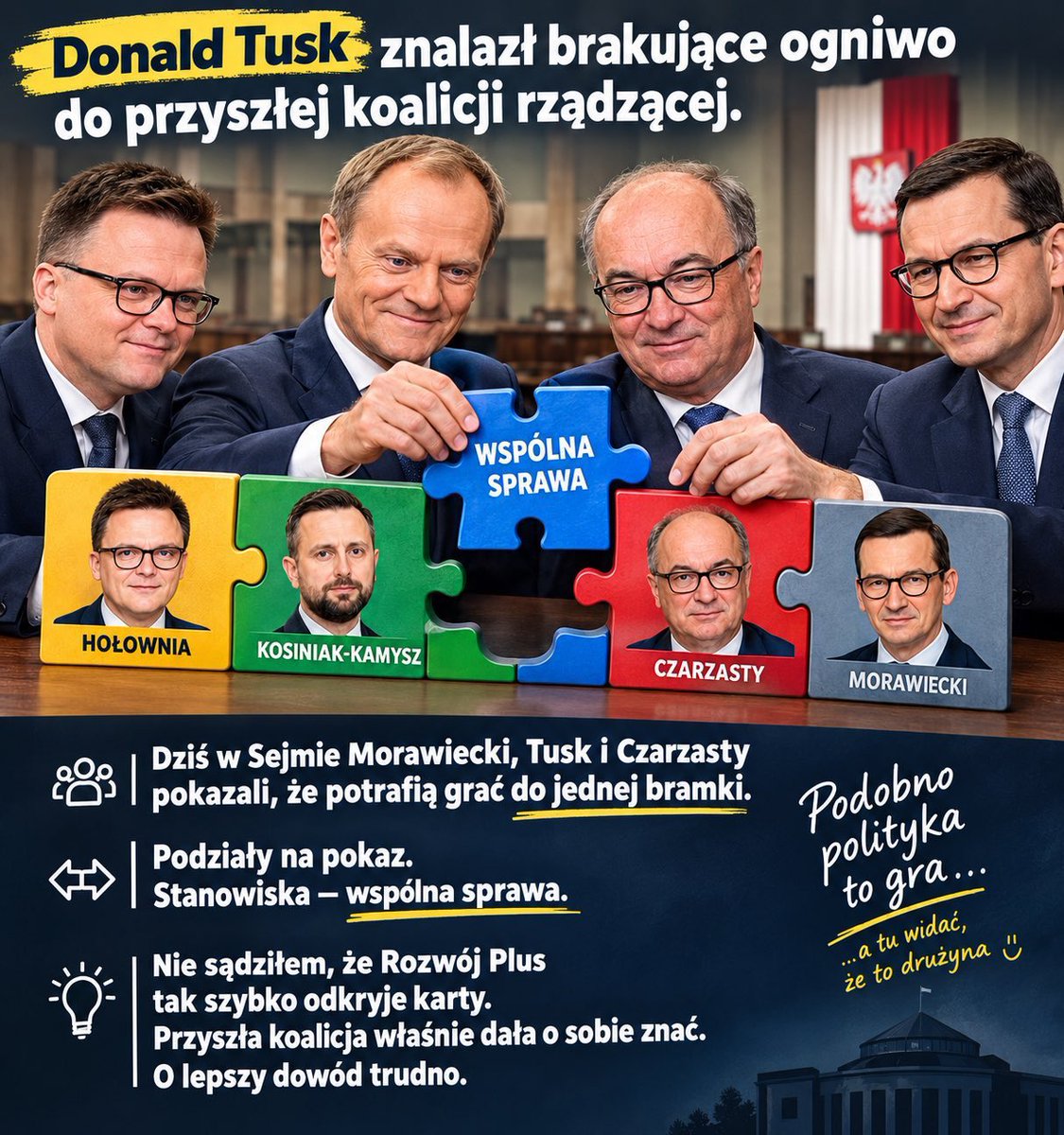 PatrykJaki's tweet photo. 😂 Mówiłem, że są dogadani z Tuskiem i to była tylko kwestia czasu, aż okaże się jaki prezent dostaną za rozwalenie PiS-u. 
Wyborcy! Nie chować głowy w piasek tylko  wyciągać wnioski ❗️ https://t.co/PuzxLvHPDn