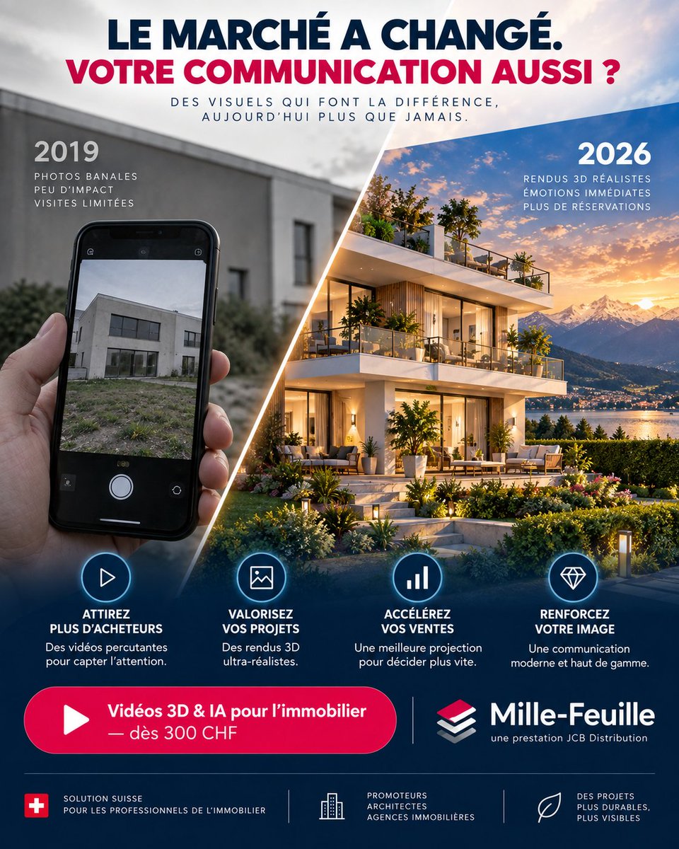 jcbdistribution's tweet photo. Chez JCB Distribution, on transforme vos plans en vidéos verticales bluffantes générées par IA 🎥✨
Du terrain nu au bien fini, en passant par le rendu architectural complet 
📞 021 556 76 36
📧 info@jcbdistribution.ch https://t.co/98eoQPDz5a