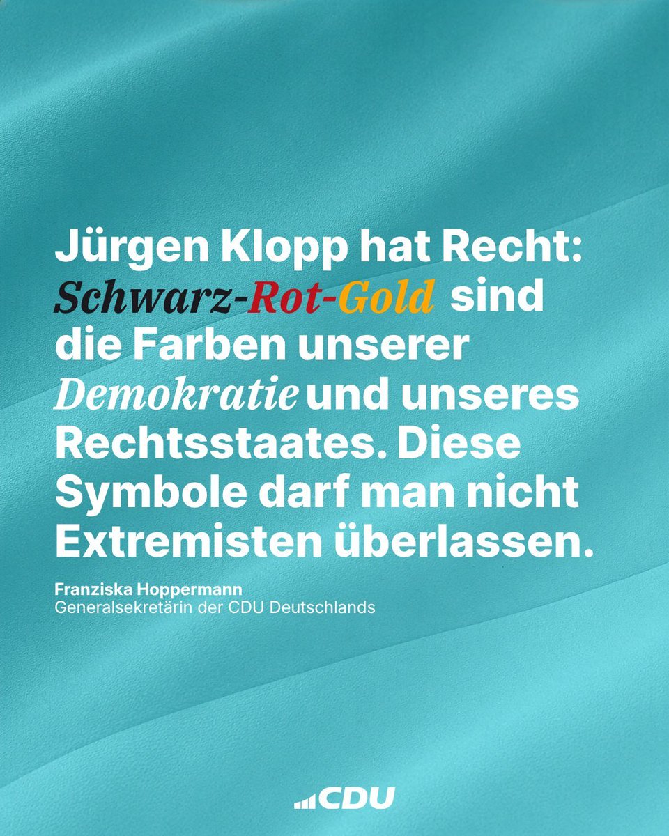CatLocke3's tweet photo. „Schwarz-Rot-Gold gehört keinem politischen Lager. Es sind die Farben unseres Landes – und jeder darf sie zeigen.“ 🇩🇪
„Ist mit ‚Extremisten‘ hier also auch die AfD gemeint?“ https://t.co/G02ZpWBbjs