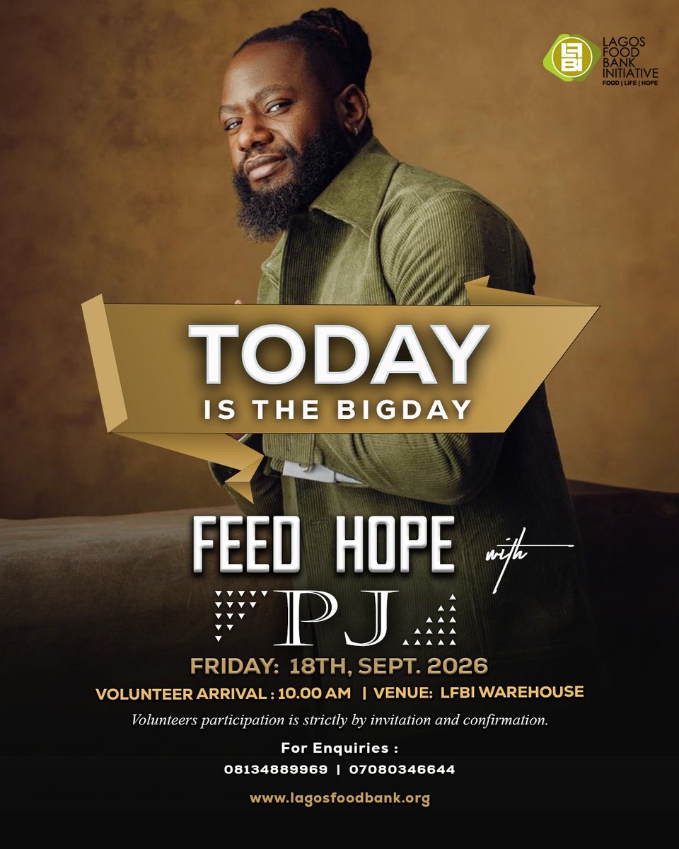 lagosfoodbank's tweet photo. Happening Today ❤️❤️❤️

Today, 18th September 2026, Pastor Jimmy Odukoya @iamthatpj will be joining us tomorrow at the Lagos Food Bank Initiative warehouse for a special TEFAP outreach bringing essential food and nutrition support to resilient women and families facing food insecurity.

Behind every food box is a message, you matter, you’re not forgotten, and we see you.

A single act, a ripple of impact and countless lives changed. 🧡

Volunteer participation is strictly by invitation and confirmation.

————————-
You too can be a part of this private driven initiative. Send an email to partnership@lagosfoodbank.org or call 07058617222

You can also make a donation via any of the accounts below:
Account Name: LAGOS FOOD BANK INITIATIVE 
0463977946 - GTB
1016014957 - ZENITH BANK 
1020057249 - UBA
1907360767 - Access Bank
0106793890 - Union Bank
0002221706- Standard Chartered 
For GTB account holders you can donate using USSD CODE by dialing *737* 35 *amount* 9222 (i.e. *737* 35 *2000* 9222 ). 

Trasact Pay Naira: https://t.co/lSy7BRgLoR

Transact Pay International Donations: https://t.co/PFGwb9o1ud

For International donations:

Paystack: https://t.co/vUTE1dNWDA

Flutterwave: https://t.co/dZtpG8TCbj

This is #NOTALAGOSSTATEPROJECT 

#lagosfoodbankinitiative #lagosfoodbank 
#sustainabledevelopmentgoals #zerohunger