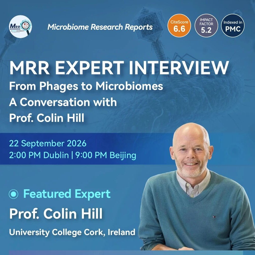 MicroResRep's tweet photo. 🧬 MRR Expert Interview 

Featured Expert: Prof. Colin Hill (University College Cork)
Moderator: Prof. Guanxiang Liang (Tsinghua University)

📅 22 September 2026
🕑 2:00 PM Dublin | 9:00 PM Beijing
💻 Online via Zoom | English
🔗 Join us: https://t.co/CODMs5RKlV https://t.co/7Nv207An7C