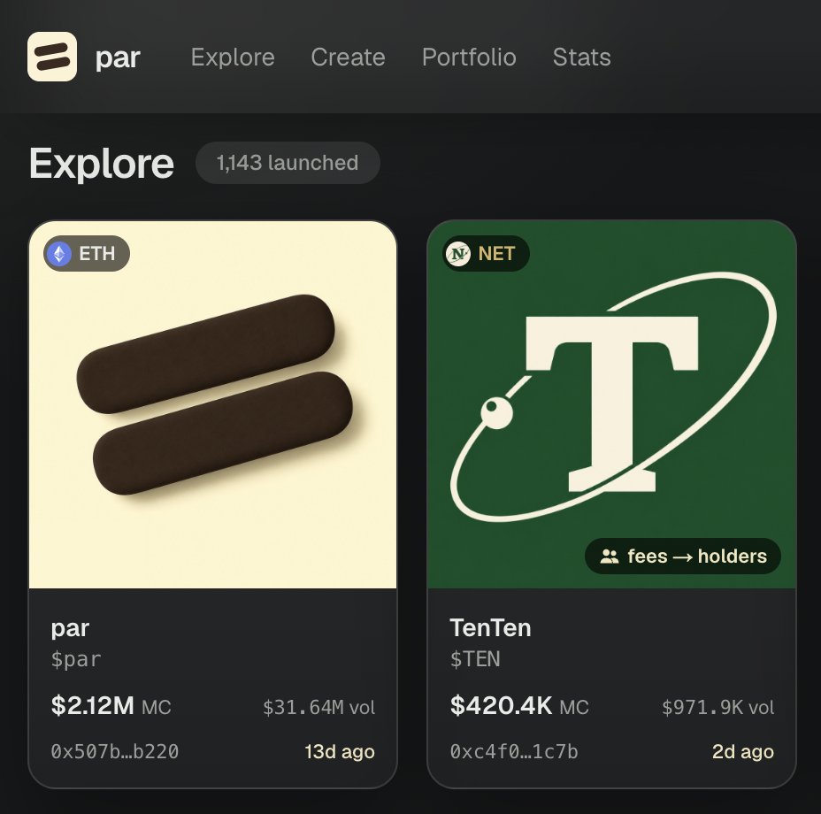 TenTenCap's tweet photo. 3 days since launch and TEN is still the #1 community token launched on @pardotfamily 🏆

Being able to launch TEN directly paired with robinhood:0xca9c78dd337a67f6e0077f65f5e9218719d30edf, instead of the usual ETH pair, is what made the whole idea possible.

Paired with NET.
Priced in NET.
Trading fees routed to holders.

We’re only 3 days in.
Hold TEN. Earn robinhood:0xca9c78dd337a67f6e0077f65f5e9218719d30edf 💾