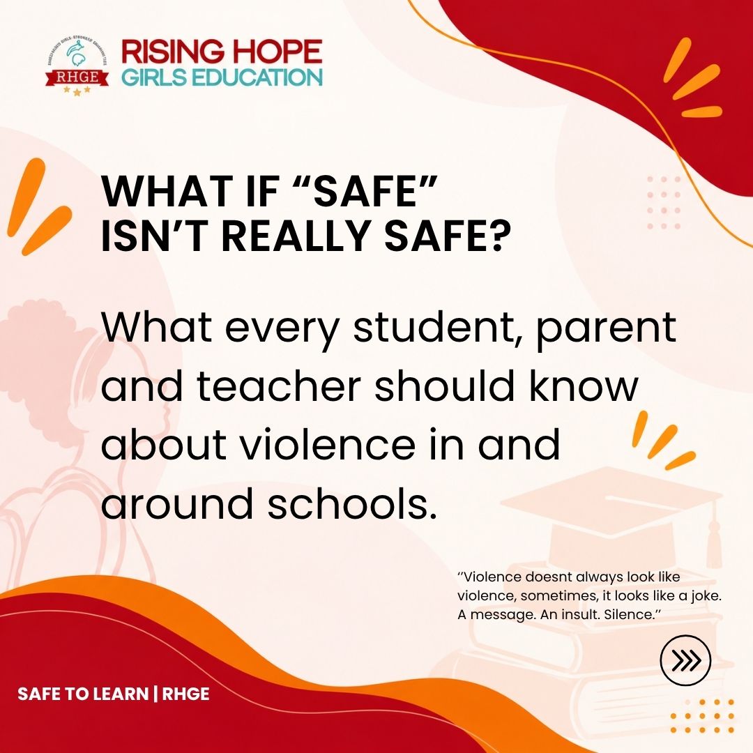 RisingHopeGirls's tweet photo. We hear about SRGBV and TFGBV, but do we really understand what they mean?

Violence can happen at school, in our communities, and online.

Understanding it is a step towards preventing it.

Every learner deserves a safe place to learn.

#SRGBV #TFGBV #SafeReporter #RHGE https://t.co/nGrPsqGeR1