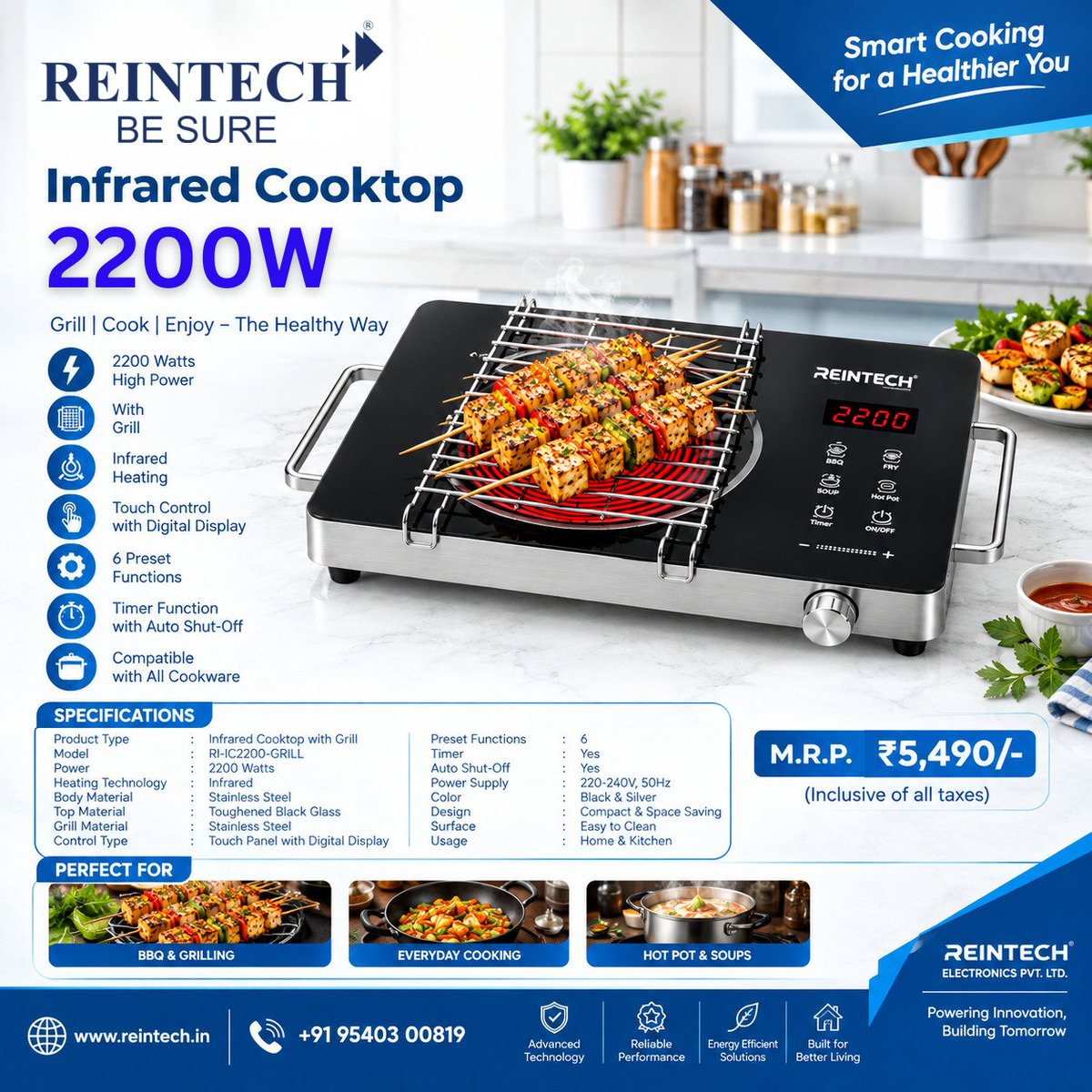ReintechPvtLtd's tweet photo. ๐ฅ ๐๐ซ๐ข๐ฅ๐ฅ. ๐๐จ๐จ๐ค. ๐๐ง๐ฃ๐จ๐ฒ! ๐ฅ
Bring home the REINTECH 2200W Infrared Cooktop with Grill.๐จโ๐ณโจ
๐ ๐ฐ๐ฐ๐ฐ.๐ซ๐๐ข๐ง๐ญ๐๐๐ก.๐ข๐ง | ๐ +91 95403 00819, 97735 91867,
#Reintech #ReintechElectronics #InfraredCooktop #2200W #GrillAtHome #SmartCooking #KitchenAppliances https://t.co/lvTr8btA5A