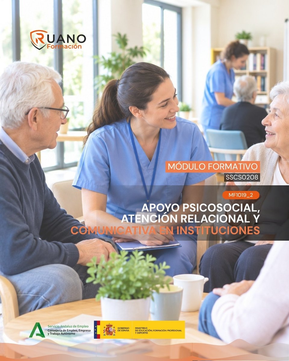 RuanoFormacion's tweet photo. MF1019_2 · Apoyo psicosocial, atención relacional y comunicativa en instituciones. Forma parte del SSCS0208 y cuenta con 130 horas.

· Teleformación tutorizada
· Examen presencial

Apoyo psicosocial, autonomía, actividades diarias y comunicación.

#SSCS0208 #MF1019_2 #Formación https://t.co/sUIpy5cDG7