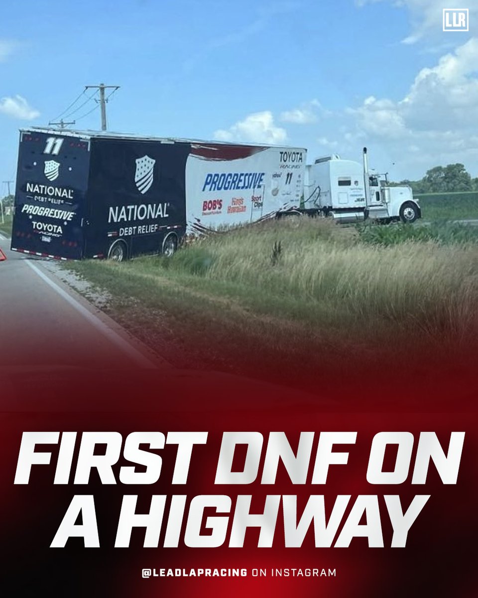 EndaLuryefq's tweet photo. Denny Hamlin’s first DNF of the season happened on the highway. https://t.co/B2uQ5wT40O