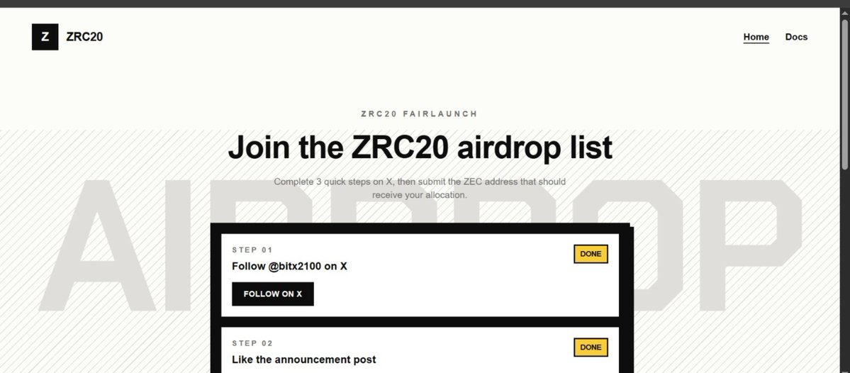 rifat__dimple's tweet photo. Go register for @bitx2100 fairlaunch airdrop 

ZRC20 is live.The native token standard on Zcash.Experimental fair launch.
Free mint

No presale. No auction.$ZERO holders and BitX community get priority. 
Apply: https://t.co/YptFyLHgui https://t.co/ip1v2Mou4Y