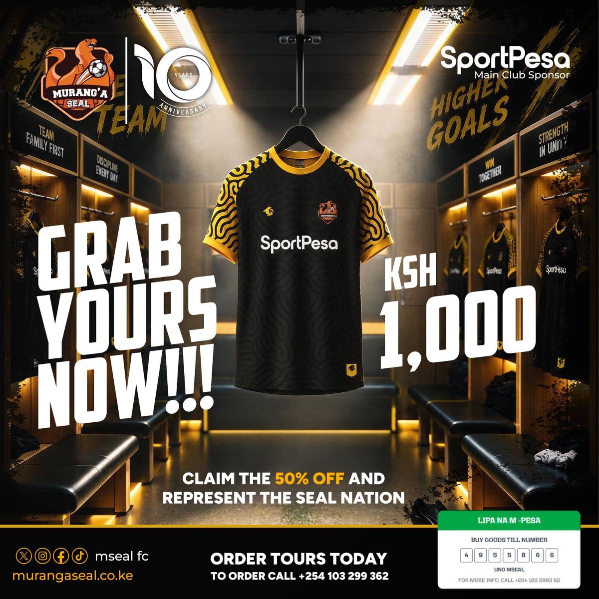 murangaseal's tweet photo. 🚨⚡ 24-HOUR FLASH SALE! ⚡🚨

50% OFF.  Kama ulimiss hizo zingine, here's your chance 

👕 Official Murang’a Seal FC Jerseys
💰 NOW ONLY KSh 1,000

The season kicks off tomorrow. 💛🖤
📞 +254 103 299 362
Till Number: 4955866

When the 24 hours are up, the KSh 1,000 price is gone https://t.co/WaCgDd5sKj